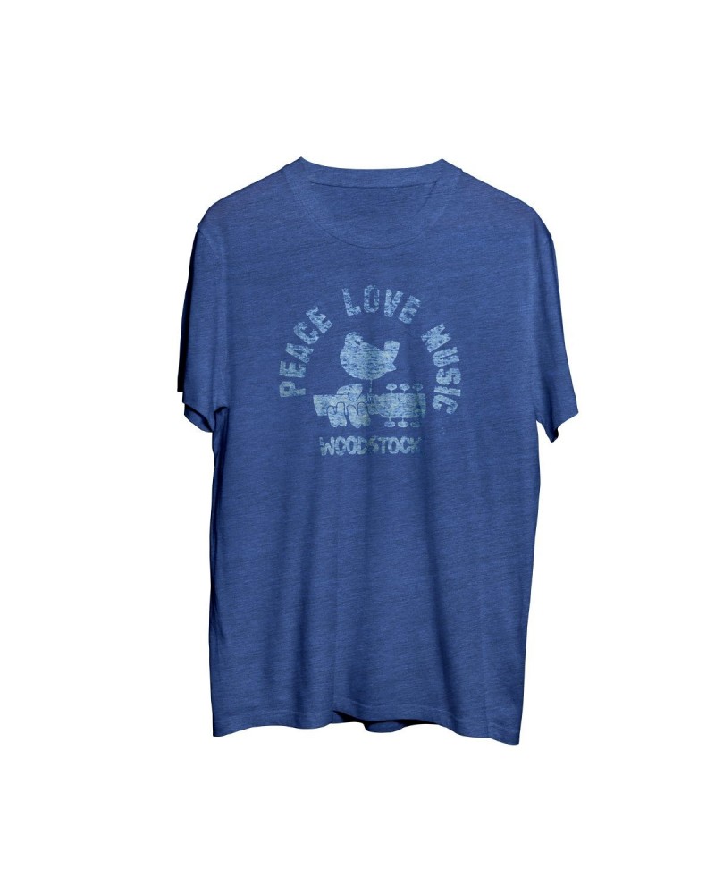 Woodstock Peace Love and Music Blue T-Shirt $4.88 Shirts