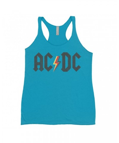 AC/DC Bold Colored Racerback Tank | Multi-Colored Logo Design Distressed Shirt $10.71 Shirts