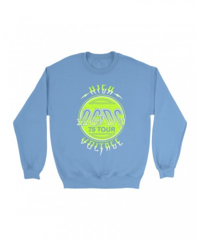 AC/DC Bright Colored Sweatshirt | Electric Green High Voltage Design Sweatshirt $12.93 Sweatshirts