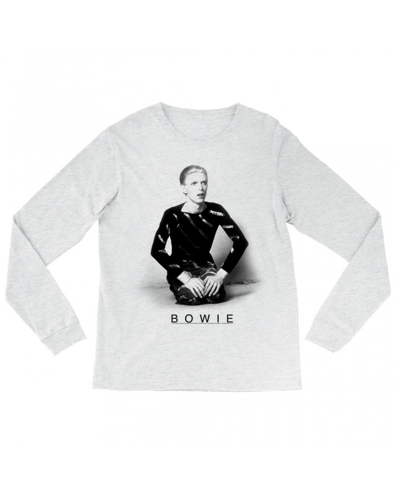 David Bowie Long Sleeve Shirt | 1974 Black And White Photo Shirt $10.48 Shirts