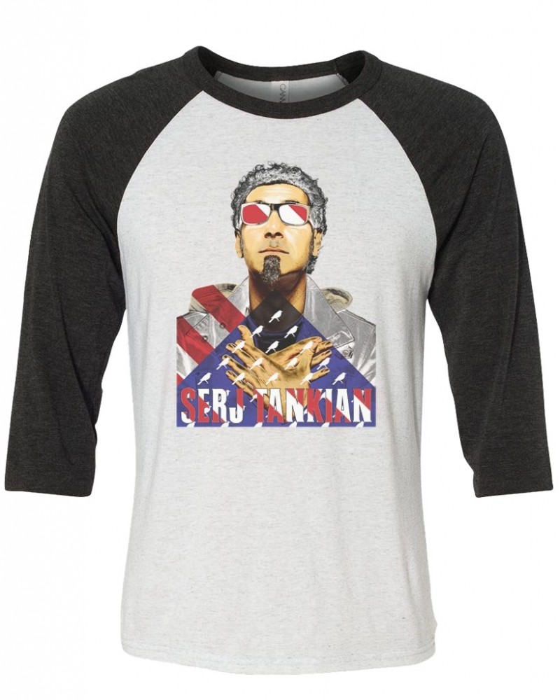 Serj Tankian Men's | Patriotic | 3/4 Sleeve Baseball Tee $10.80 Shirts