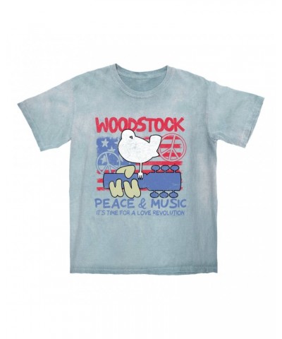 Woodstock T-shirt | Americana Peace & Love Color Blast Shirt $11.38 Shirts