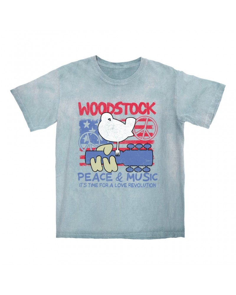 Woodstock T-shirt | Americana Peace & Love Color Blast Shirt $11.38 Shirts