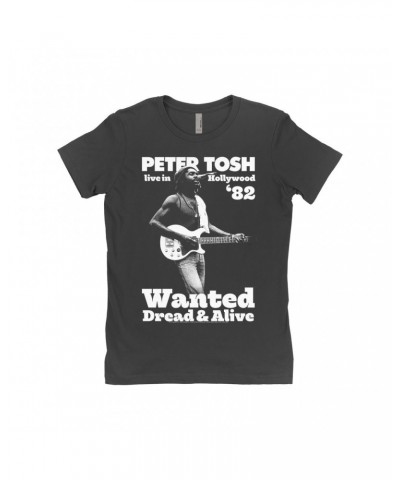 Peter Tosh Ladies' Boyfriend T-Shirt | Live In Hollywood '82 Shirt $8.73 Shirts