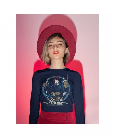 David Bowie Long Sleeve Shirt | Collage Design Distressed Shirt $13.48 Shirts