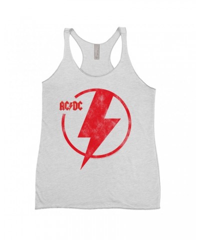 AC/DC Ladies' Tank Top | Logo Lightning Bolt Red Distressed Shirt $11.29 Shirts