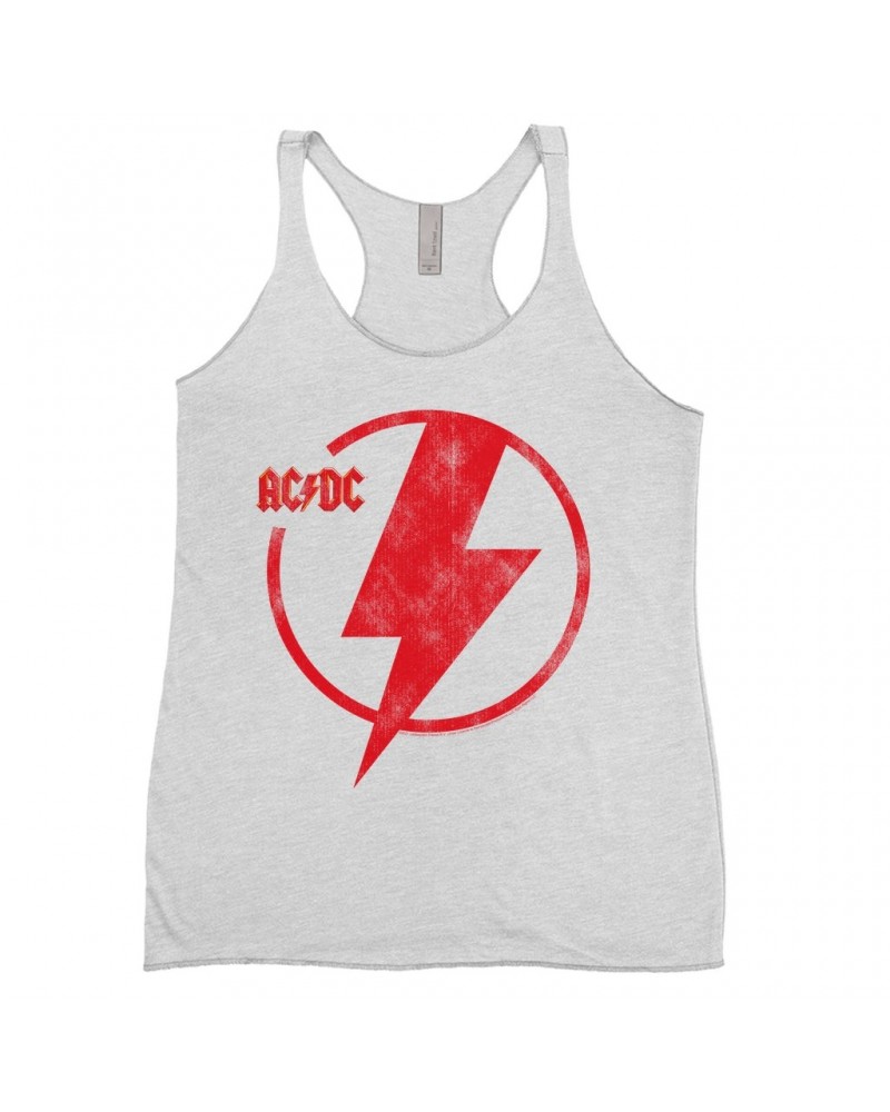 AC/DC Ladies' Tank Top | Logo Lightning Bolt Red Distressed Shirt $11.29 Shirts