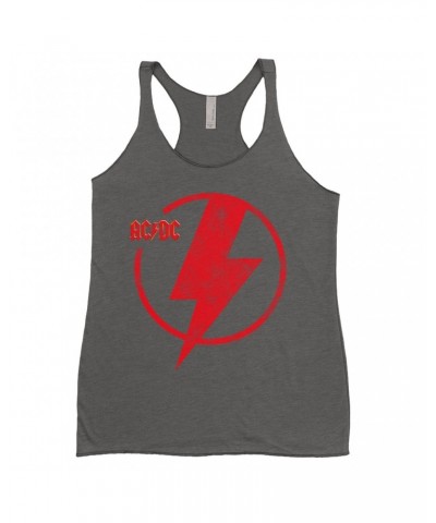 AC/DC Ladies' Tank Top | Logo Lightning Bolt Red Distressed Shirt $11.29 Shirts