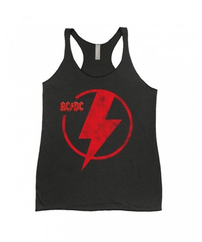 AC/DC Ladies' Tank Top | Logo Lightning Bolt Red Distressed Shirt $11.29 Shirts