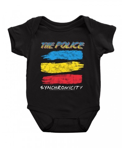 The Police Baby Short Sleeve Bodysuit | Synchronicity Album Image Remix Distressed Bodysuit $6.78 Kids