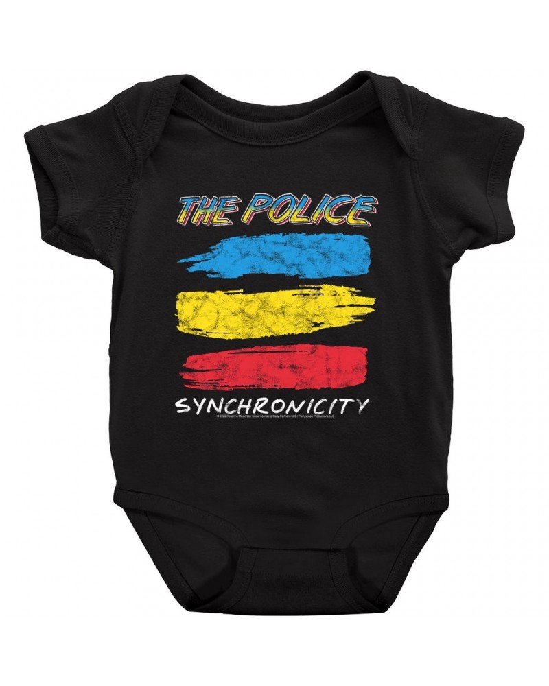 The Police Baby Short Sleeve Bodysuit | Synchronicity Album Image Remix Distressed Bodysuit $6.78 Kids