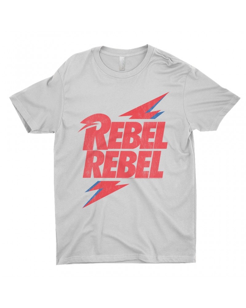 David Bowie T-Shirt | Rebel Rebel Lightning Bolt Distressed Shirt $10.23 Shirts