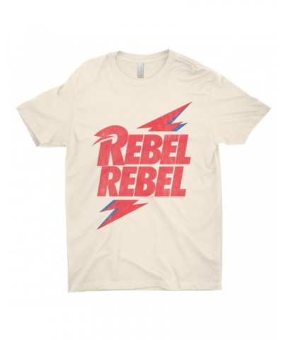 David Bowie T-Shirt | Rebel Rebel Lightning Bolt Distressed Shirt $10.23 Shirts