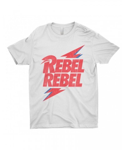 David Bowie T-Shirt | Rebel Rebel Lightning Bolt Distressed Shirt $10.23 Shirts