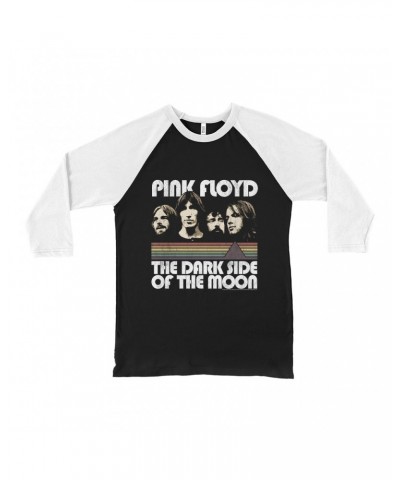 Pink Floyd 3/4 Sleeve Baseball Tee | Dark Side Of The Moon Retro Design Distressed Shirt $10.18 Shirts