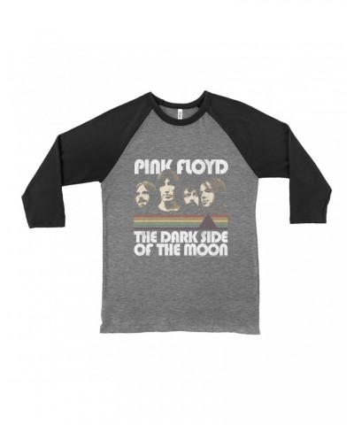 Pink Floyd 3/4 Sleeve Baseball Tee | Dark Side Of The Moon Retro Design Distressed Shirt $10.18 Shirts