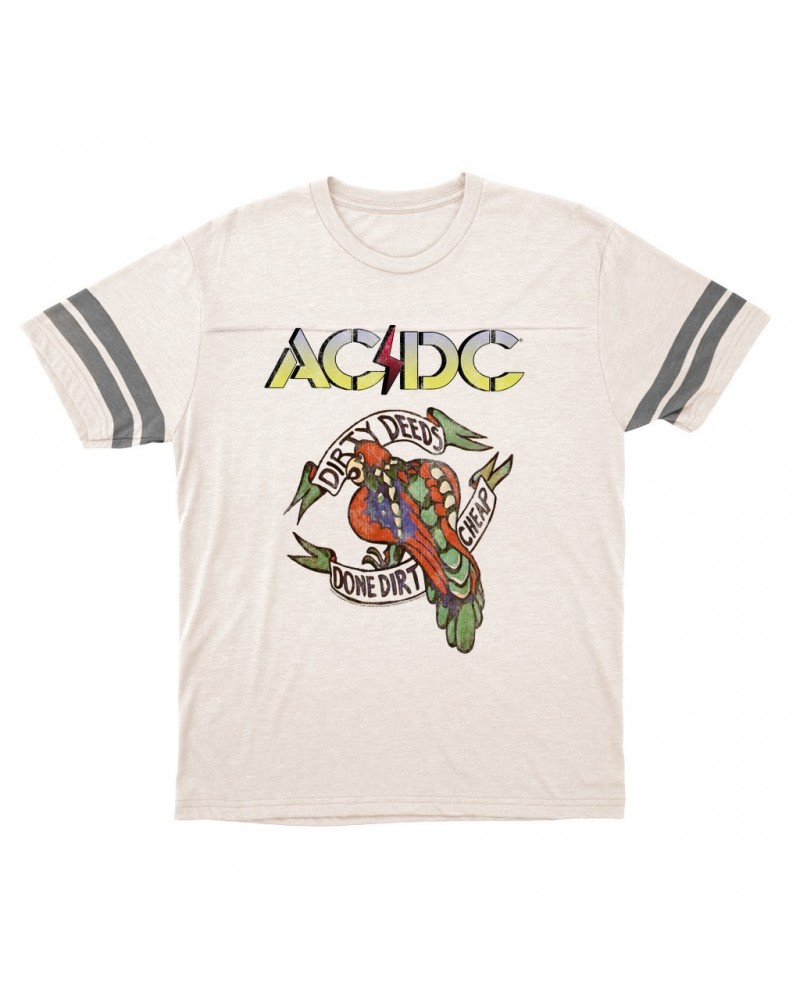 AC/DC T-Shirt | Dirty Deeds Done Dirt Cheap Tattoo Design Football Shirt $15.49 Shirts