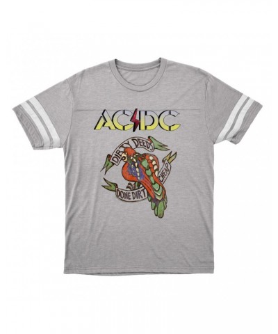 AC/DC T-Shirt | Dirty Deeds Done Dirt Cheap Tattoo Design Football Shirt $15.49 Shirts