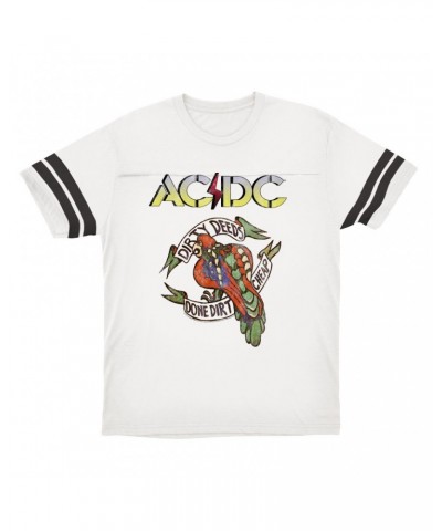 AC/DC T-Shirt | Dirty Deeds Done Dirt Cheap Tattoo Design Football Shirt $15.49 Shirts