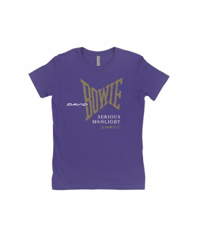 David Bowie Ladies' Boyfriend T-Shirt | 1983 Serious Moonlight Tour Logo Shirt $8.73 Shirts