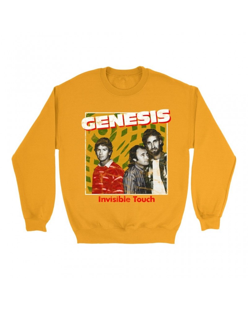 Genesis Bright Colored Sweatshirt | Invisible Touch Throwback Poster Distressed Sweatshirt $17.13 Sweatshirts