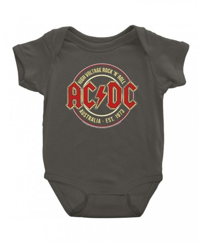 AC/DC Baby Short Sleeve Bodysuit | High Voltage Rock n' Roll Australia Bodysuit $5.99 Kids