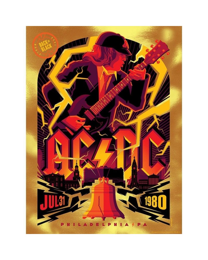 AC/DC JULY 31 1980 PHILADELPHIA PA POSTER FIRE GOLD FOIL VARIANT $26.40 Decor